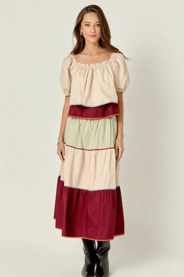 ENGLISH FACTORY Matching Sets | Skirts*- Color Block Midi Skirt MULTI
