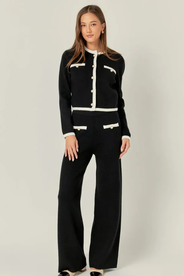 ENGLISH FACTORY Matching Sets | Pants*- Color Block Pants BLACK/WHITE