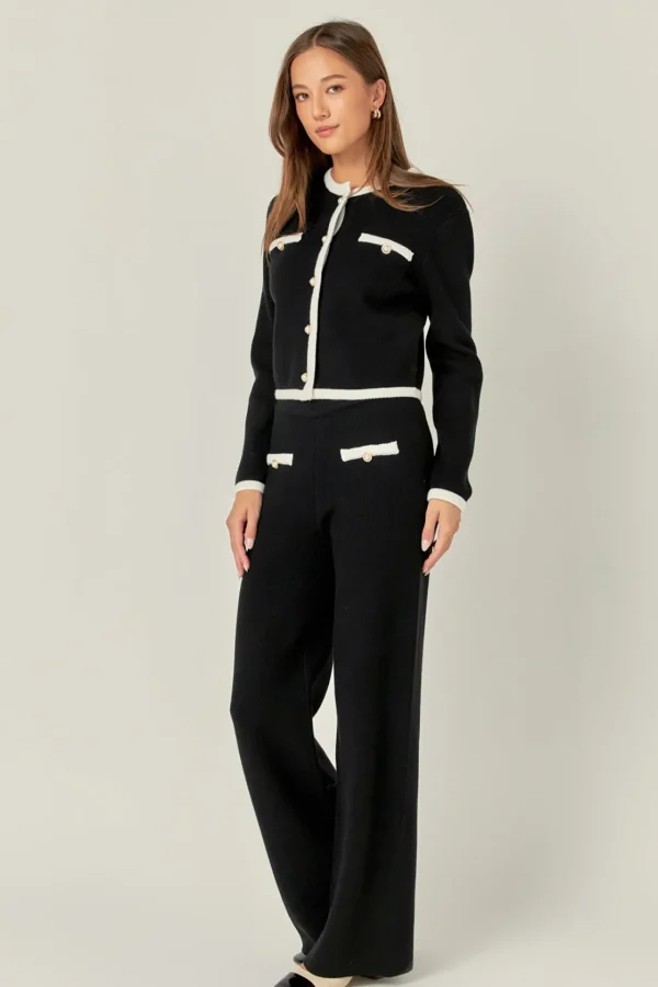 ENGLISH FACTORY Matching Sets | Jackets & Coats*- Color Block Cardigan BLACK/WHITE