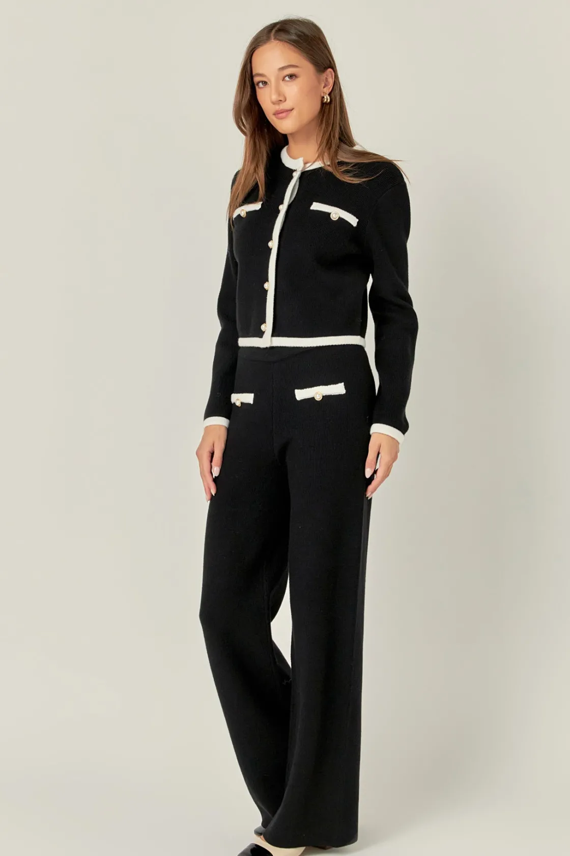 english_factory__color_bl_1-16.webp ENGLISH FACTORY Matching Sets | Jackets & Coats*- Color Block Cardigan BLACK/WHITE