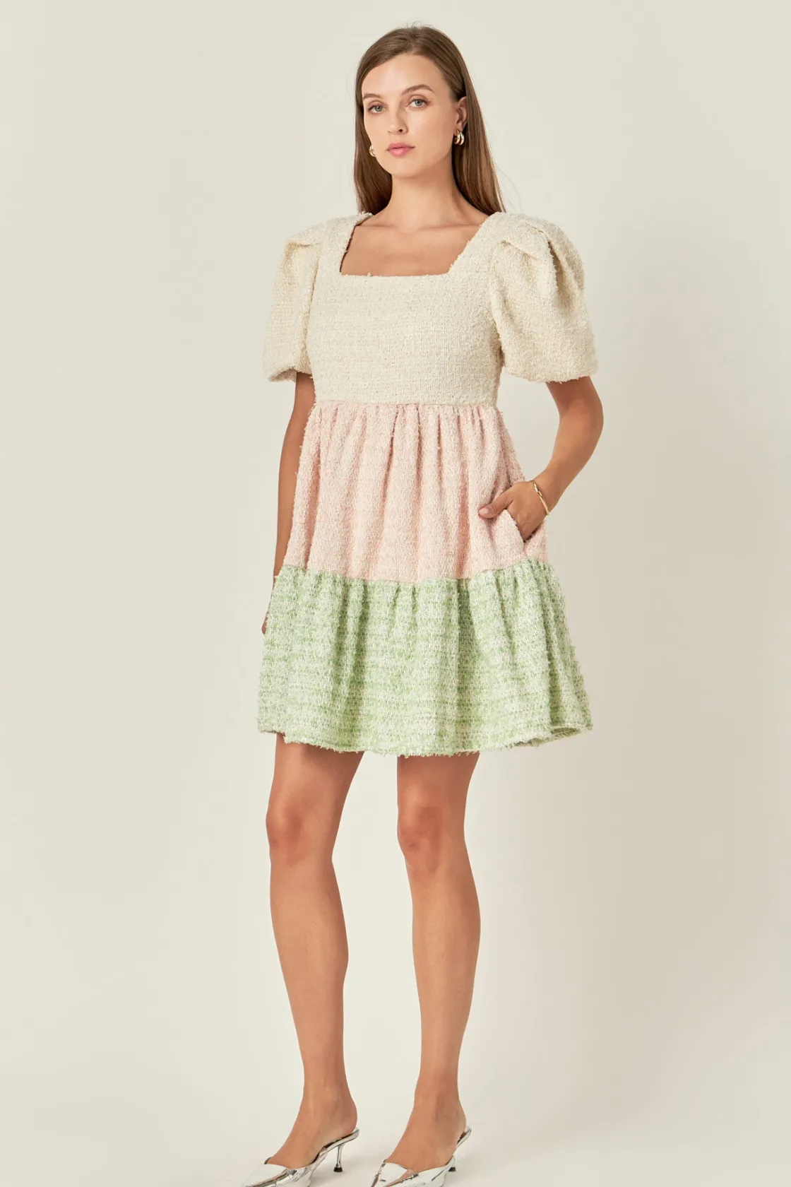 english_factory__color_bl_1-23.webp ENGLISH FACTORY Tweed Dresses | Tops*- Color Block Tweed Mini Dress MULTI
