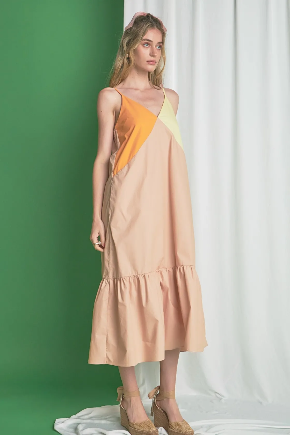 english_factory__color_bl_1-24.webp ENGLISH FACTORY Boho Dresses | Tops*- Color Block Maxi Dress ORANGEMULTI