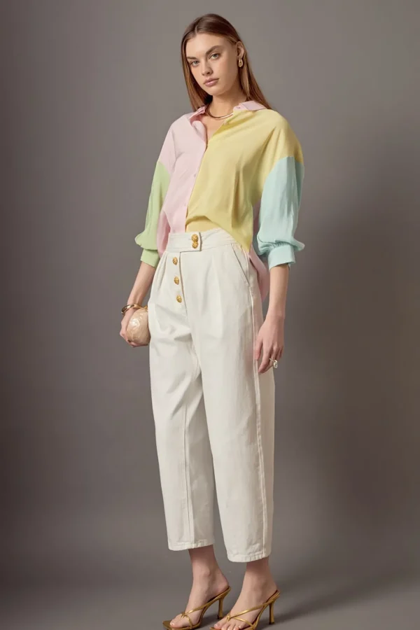 ENGLISH FACTORY Shirts & Blouses | Tops*- Color Block Volume Sleeves Shirt MULTI