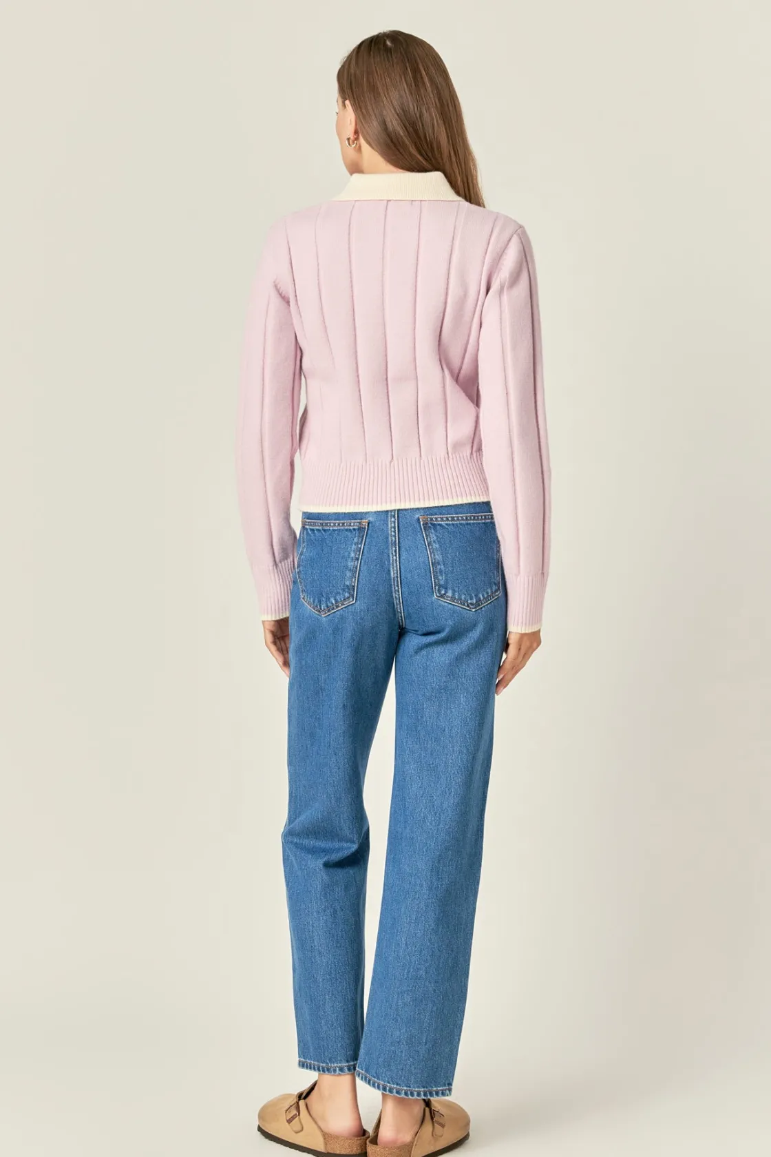 english_factory__color_bl_2-18.webp ENGLISH FACTORY Sweaters & Knits | Tops*- Color Block Polo Knit PINK/OFFWHITE