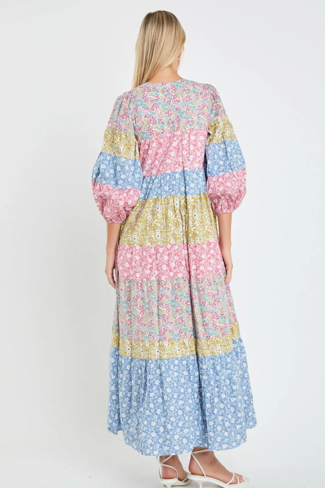 english_factory__color_bl_2-20.webp ENGLISH FACTORY Floral Dresses*- Color Block Tiered Maxi Dress MULTI