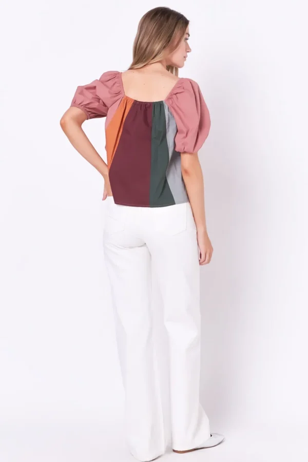 ENGLISH FACTORY Tops*- Color Block Top with 3/4 Sleeves MULTI