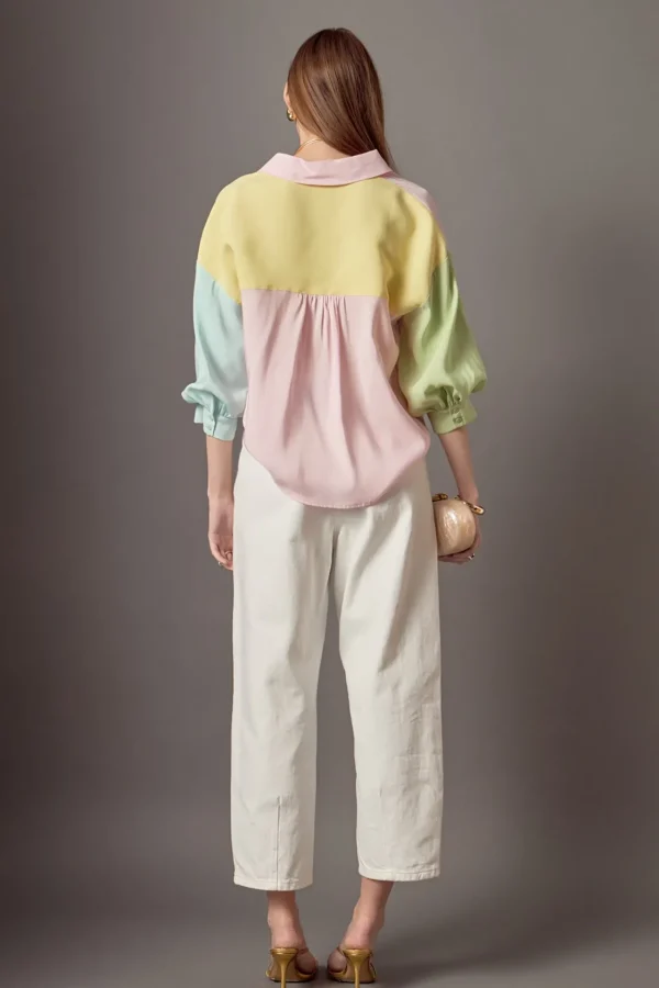 ENGLISH FACTORY Shirts & Blouses | Tops*- Color Block Volume Sleeves Shirt MULTI