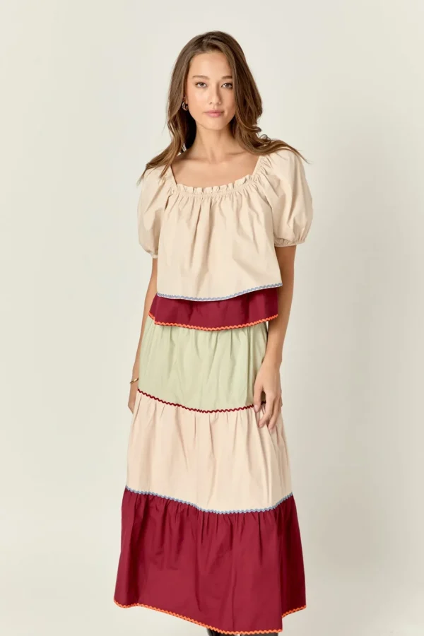 ENGLISH FACTORY Matching Sets | Skirts*- Color Block Midi Skirt MULTI