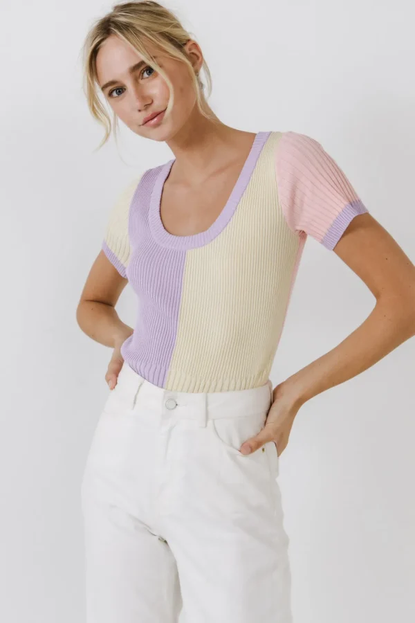 ENGLISH FACTORY Sweaters & Knits | Tops*- Color Blocked Sweater Top MULTI
