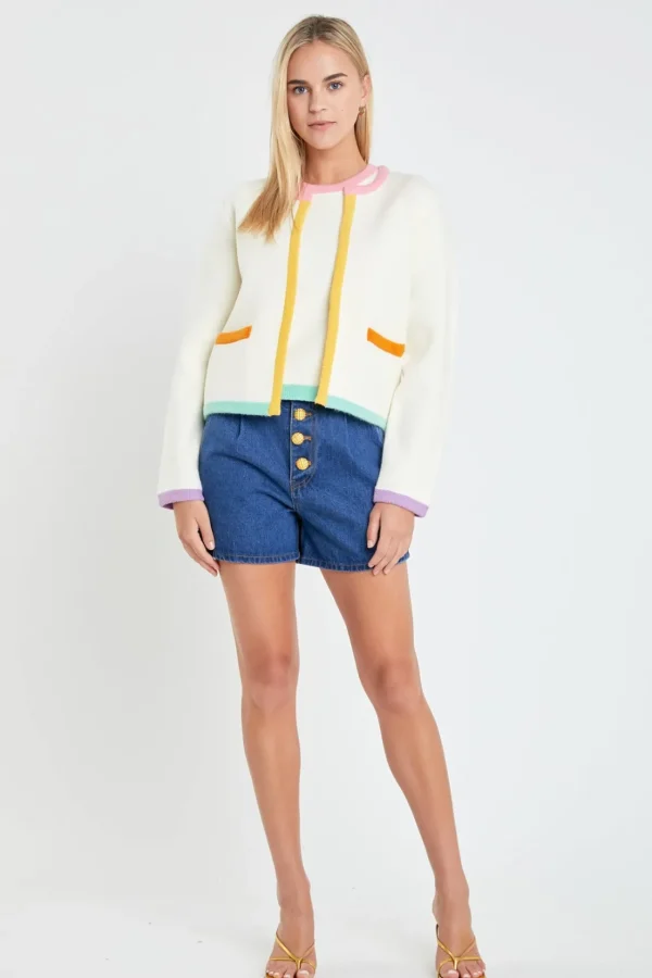 ENGLISH FACTORY Sweaters & Knits | Matching Sets*- Color Block Sweater Cardigan