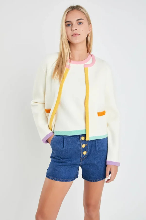 ENGLISH FACTORY Sweaters & Knits | Matching Sets*- Color Block Sweater Cardigan