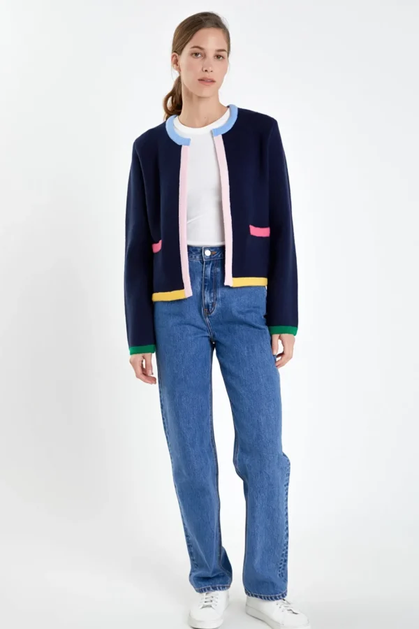 ENGLISH FACTORY Sweaters & Knits | Matching Sets*- Color Block Sweater Cardigan