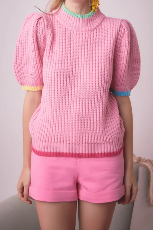 ENGLISH FACTORY Sweaters & Knits*- Color Contrast Puff Sleeve Sweater