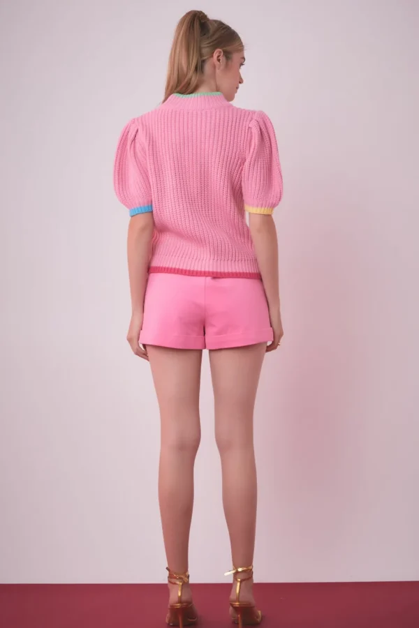 ENGLISH FACTORY Sweaters & Knits*- Color Contrast Puff Sleeve Sweater