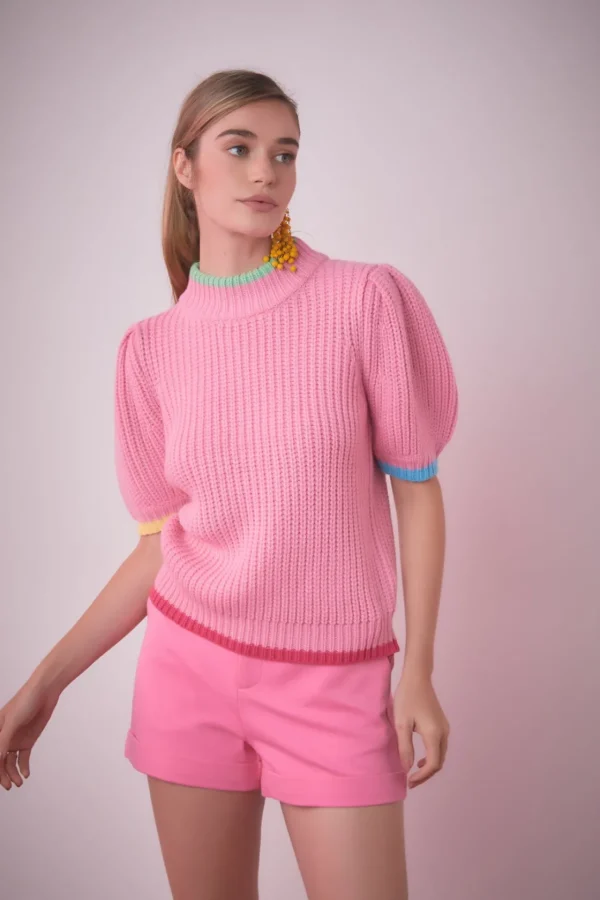 ENGLISH FACTORY Sweaters & Knits*- Color Contrast Puff Sleeve Sweater
