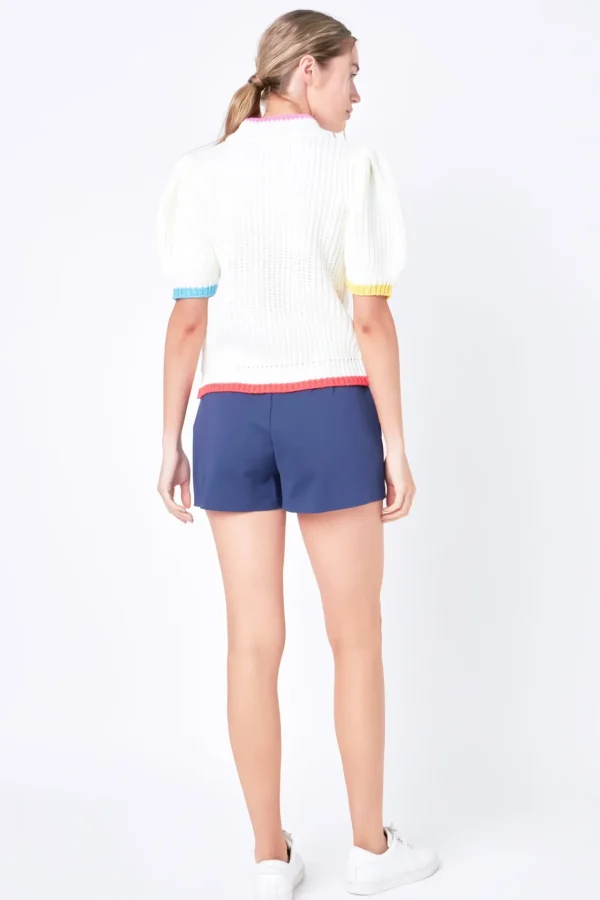 ENGLISH FACTORY Sweaters & Knits*- Color Contrast Puff Sleeve Sweater