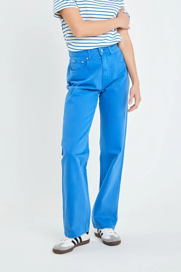 ENGLISH FACTORY Denim | Tops*- Color Full Length Wide Leg Jean