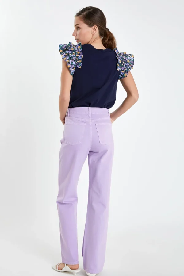ENGLISH FACTORY Denim | Tops*- Color Full Length Wide Leg Jean