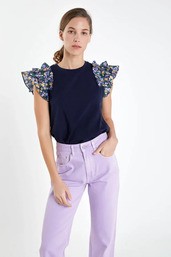 ENGLISH FACTORY Denim | Tops*- Color Full Length Wide Leg Jean