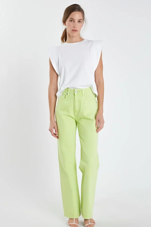 ENGLISH FACTORY Denim | Tops*- Color Full Length Wide Leg Jean