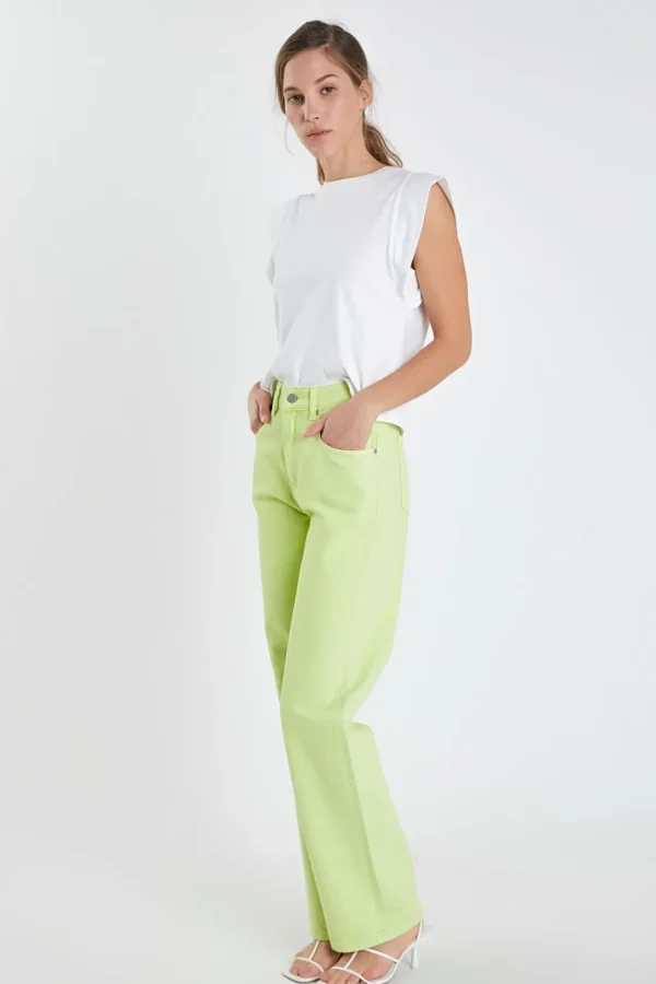 ENGLISH FACTORY Denim | Tops*- Color Full Length Wide Leg Jean