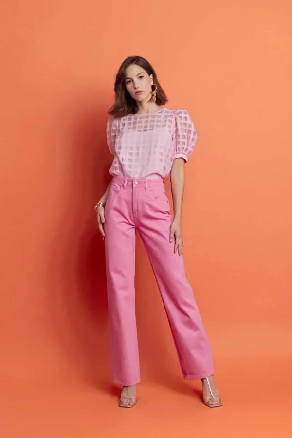 ENGLISH FACTORY Denim | Tops*- Color Full Length Wide Leg Jean