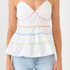 ENGLISH FACTORY Tops*- Color Piping Detail Sleeveless Top WHITE