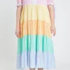 ENGLISH FACTORY Tops*- Colorblock Bow Tie Sleeve Maxi Dress MULTI