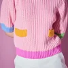 ENGLISH FACTORY Sweaters & Knits | Tops*- Colorblock Puff Sleeve Knit PINKMULTI