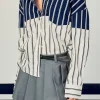 ENGLISH FACTORY Tops*- Colorblock Stripe Shirt NAVY/WHITE