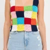 ENGLISH FACTORY Tops*- Colorblock Crochet Tank Top MULTI