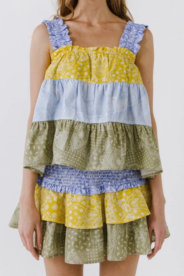 ENGLISH FACTORY Tops*- Colorblock Paisley Top MULTI