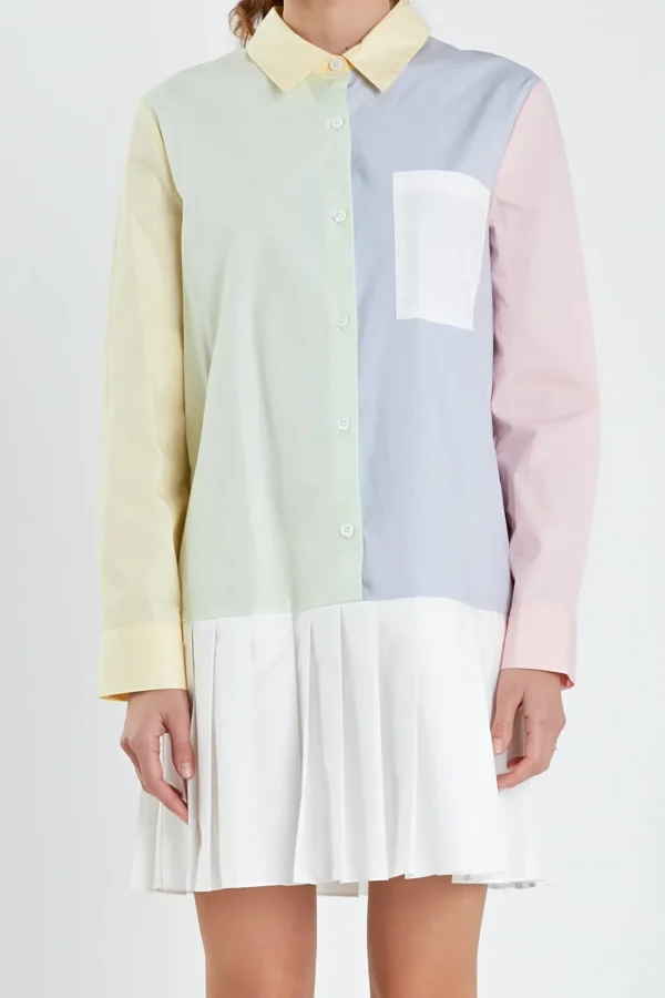 ENGLISH FACTORY Tops*- Colorblocked Shirt Dress MULTI