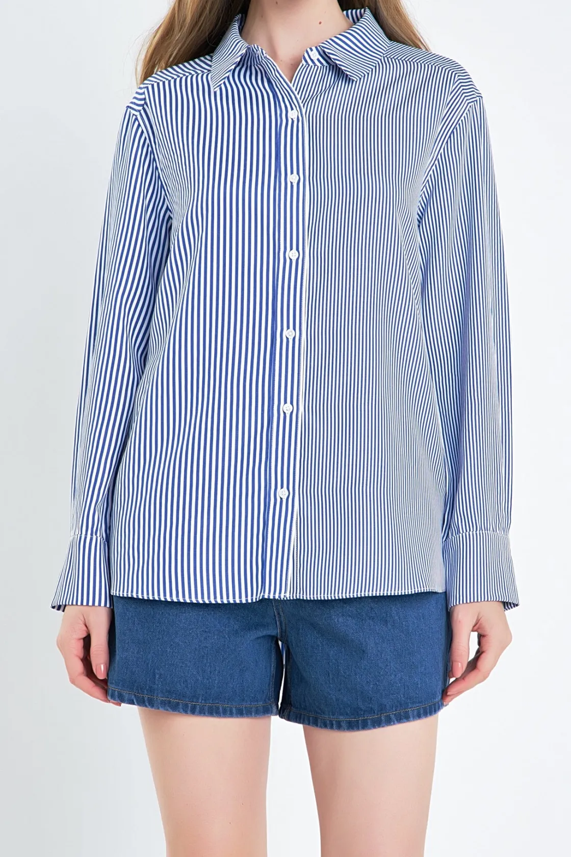 english_factory__colorblo_0-8.webp ENGLISH FACTORY Shirts & Blouses | Tops*- Colorblock Stripe Cotton Shirt