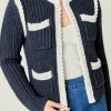 ENGLISH FACTORY Jackets & Coats | Tops*- Colorblock Braided Cardigan NAVY/WHITE