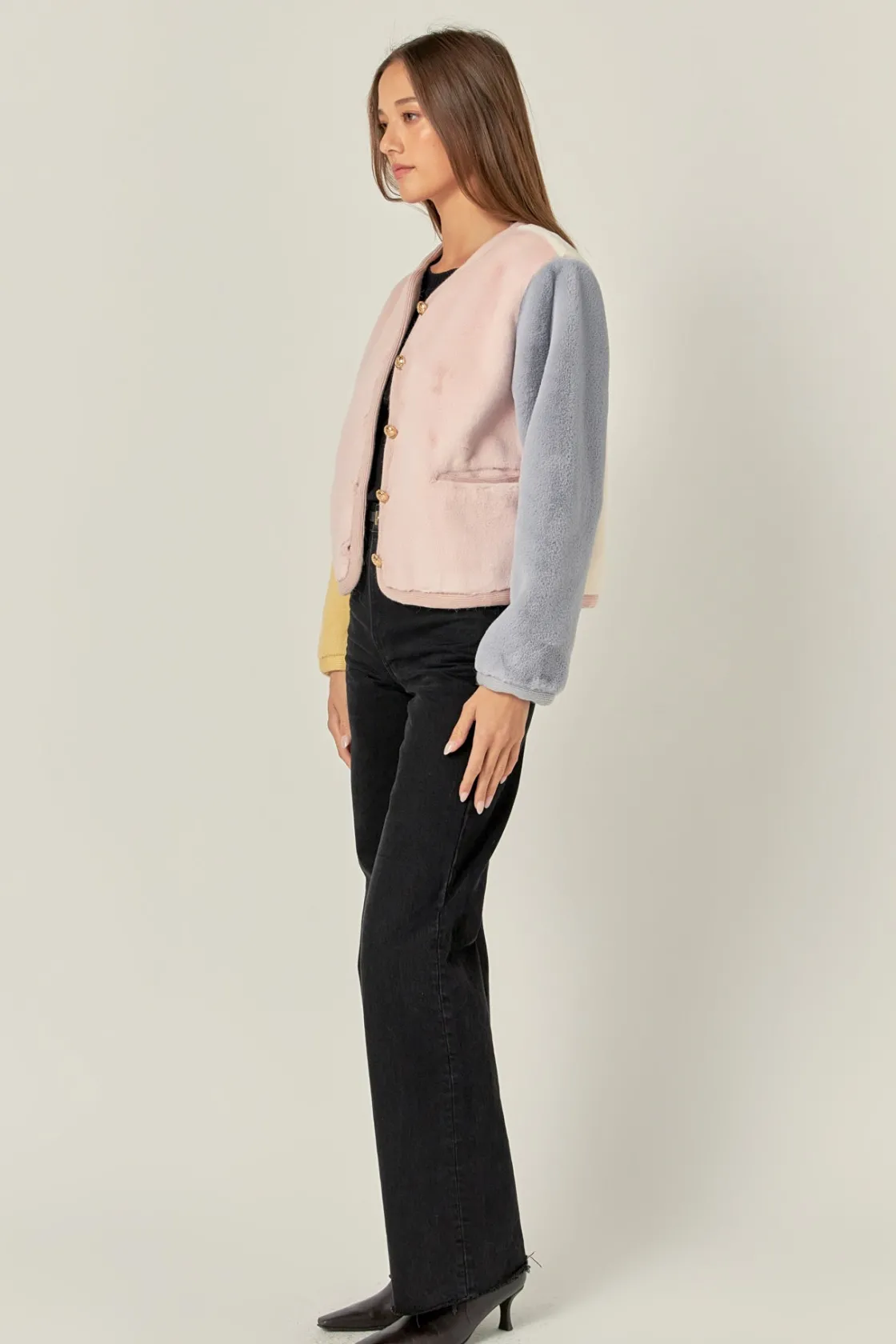 english_factory__colorblo_1-10.webp ENGLISH FACTORY Jackets & Coats | Tops*- Colorblock Faux Fur Jacket MULTI