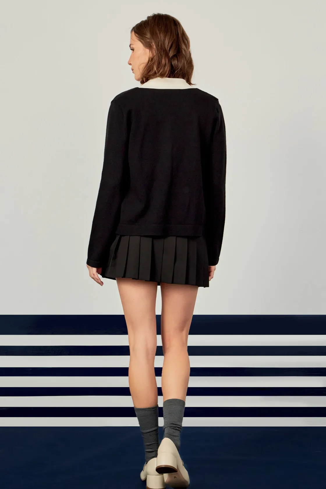 english_factory__colorblo_2-15.webp ENGLISH FACTORY Sweaters & Knits | Tops*- Colorblock Knit Cardigan BLACK