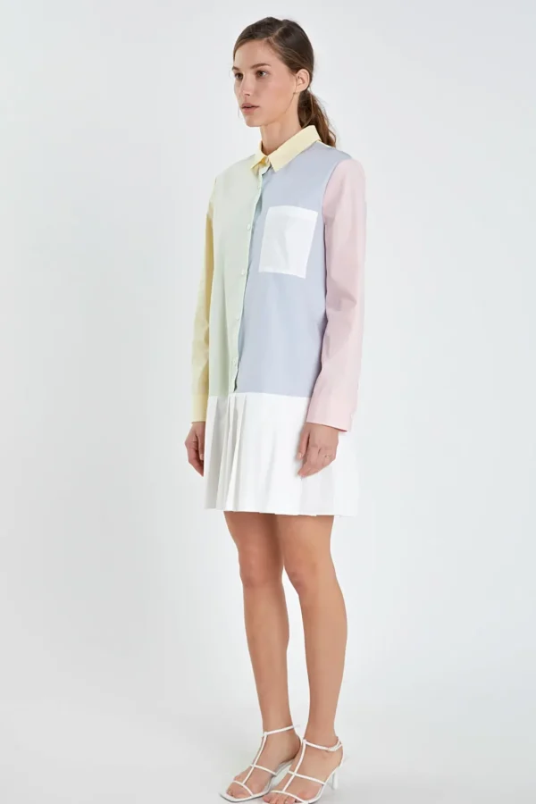 ENGLISH FACTORY Tops*- Colorblocked Shirt Dress MULTI