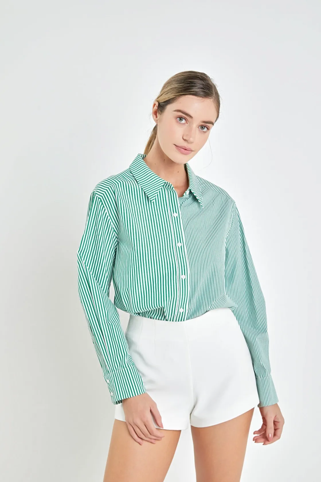 english_factory__colorblo_8.webp ENGLISH FACTORY Shirts & Blouses | Tops*- Colorblock Stripe Cotton Shirt
