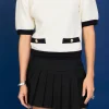 ENGLISH FACTORY Sweaters & Knits | Tops*- Combo Puff Sleeves Knit OFFWHITE/BLACK