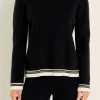 ENGLISH FACTORY Matching Sets | Tops*- Contrast Stripe Detail Knit Top BLACK/IVORY