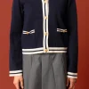ENGLISH FACTORY Sweaters & Knits*- Contrast Sailor Collar Cardigan NAVY/WHITE