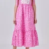 ENGLISH FACTORY Floral Dresses*- Contrast Floral Maxi Dress PINK/WHITE