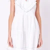 ENGLISH FACTORY White Dresses | Tops*- Contrast Embroidery Ruffled Mini Dress WHITE