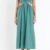 ENGLISH FACTORY Boho Dresses | Tops*- Contrast Straps Floral Cut Out Maxi Dress GREENMULTI