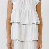 ENGLISH FACTORY Boho Dresses | Tops*- Contrast Detail Babydoll Dress WHITE