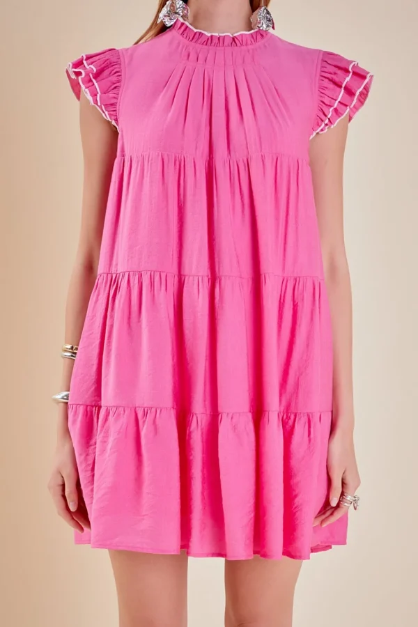 ENGLISH FACTORY Tops*- Contrast Merrow Babydoll Dress