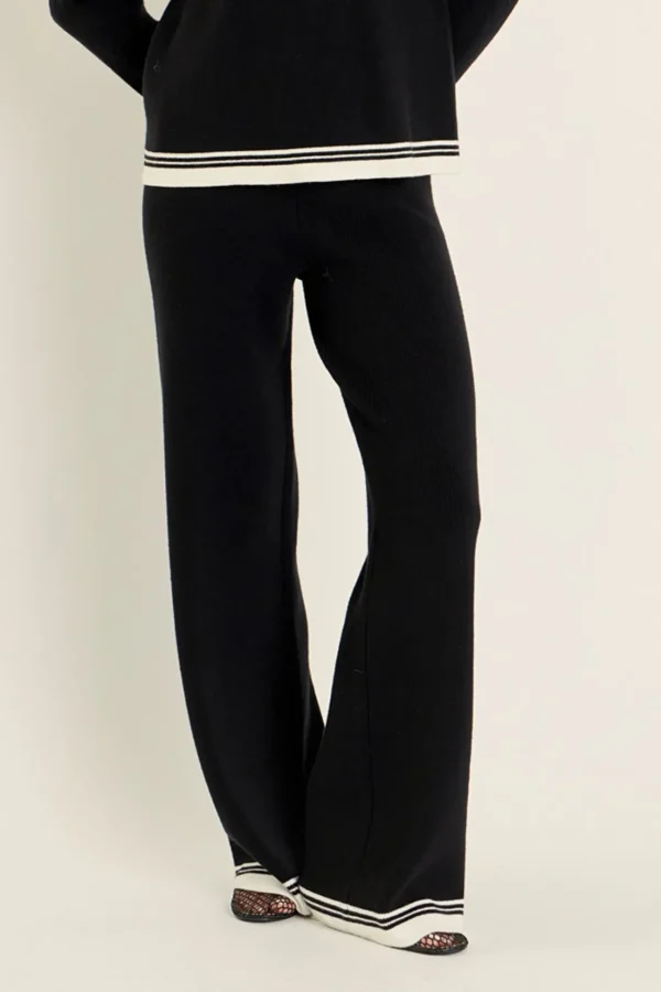 ENGLISH FACTORY Matching Sets | Pants*- Contrast Stripe Detail Knit pants BLACK/IVORY