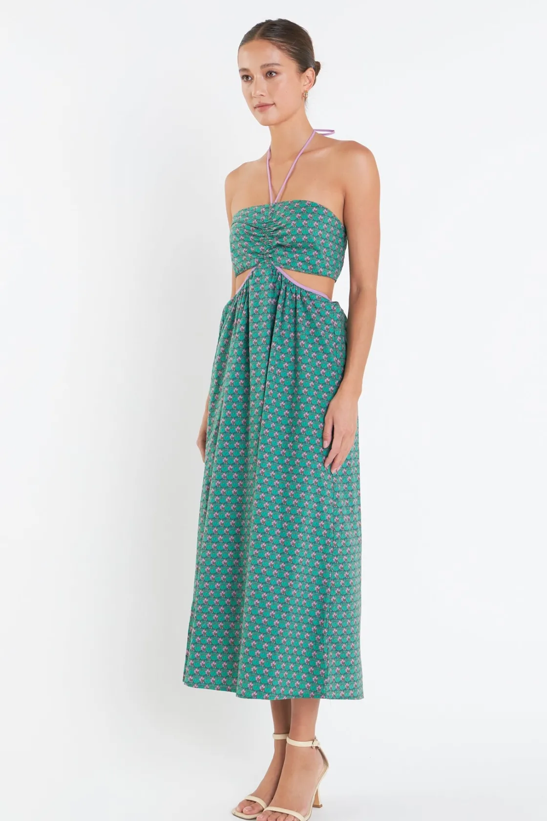 english_factory__contrast_1-22.webp ENGLISH FACTORY Boho Dresses | Tops*- Contrast Straps Floral Cut Out Maxi Dress GREENMULTI