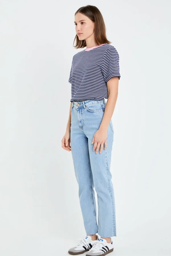 ENGLISH FACTORY Tops*- Contrast Rib Stripe T-shirt